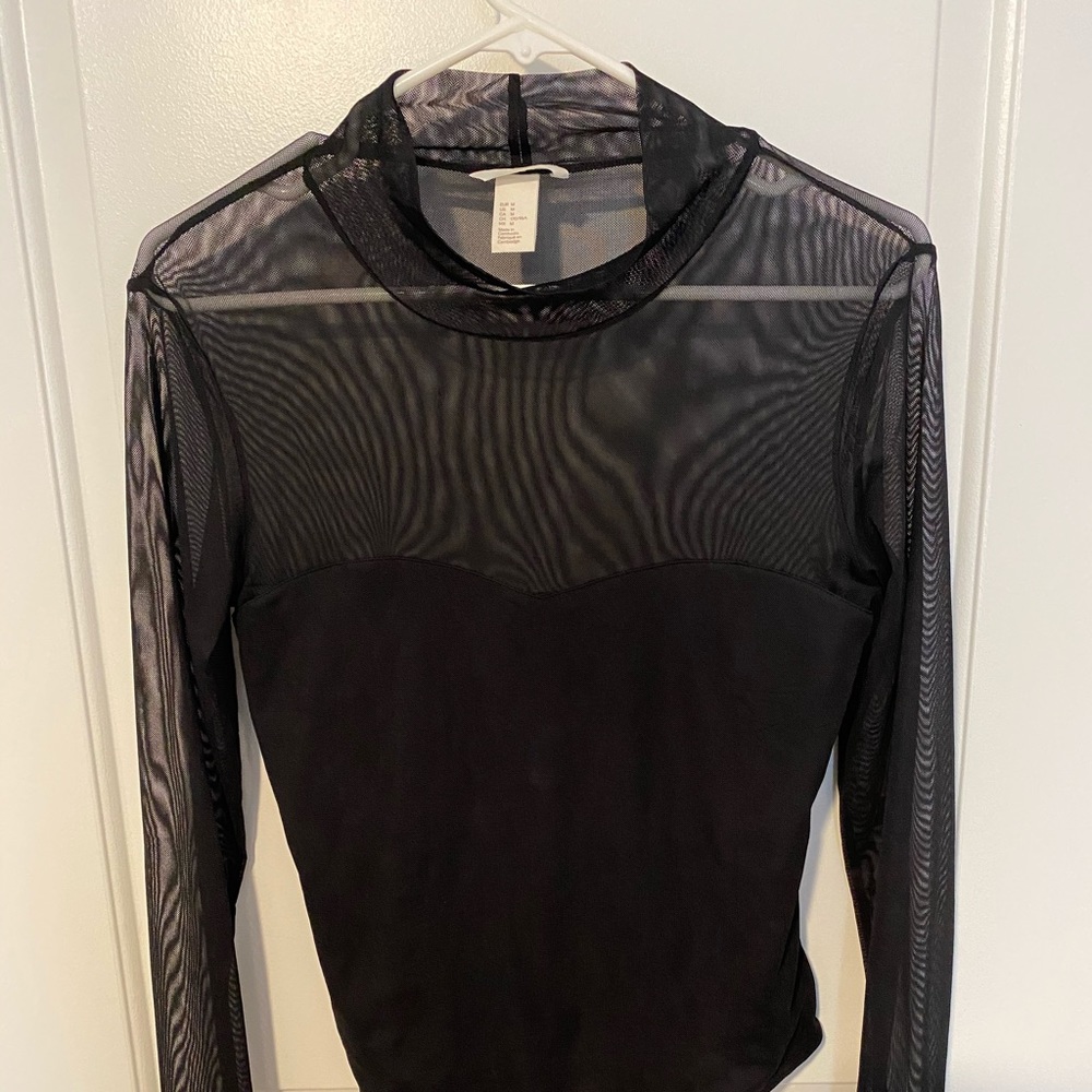 Sexy sheer “turtle neck” bodysuit